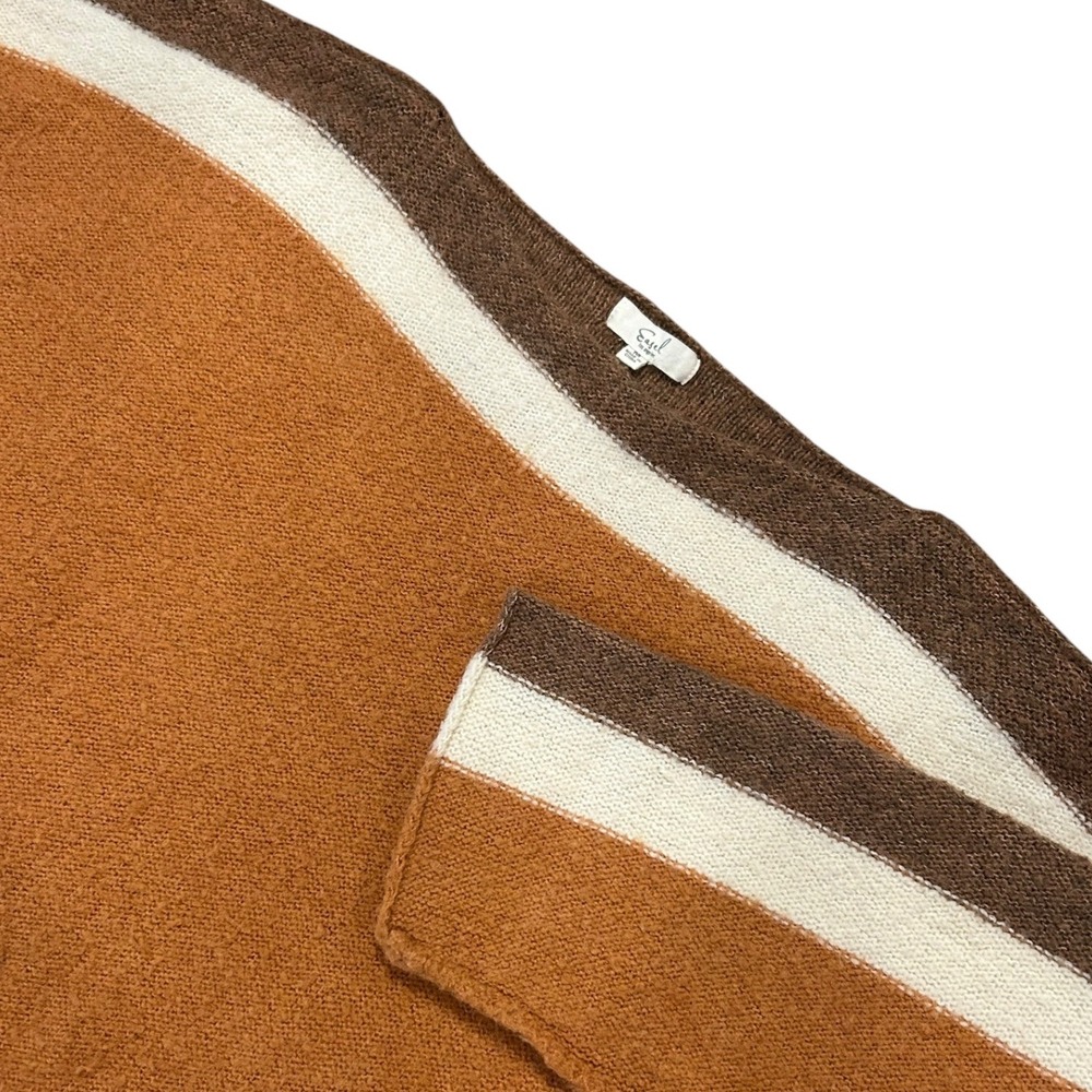 Easel Los Angeles Knit Sweater Boho Rust Orange Brown Cream Stripe M ET15762